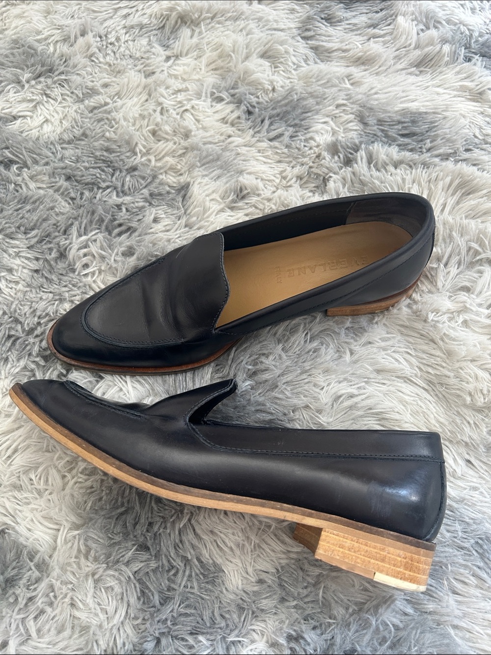 🇮🇹 Everlane Leather Navy Blue Penny Loafers